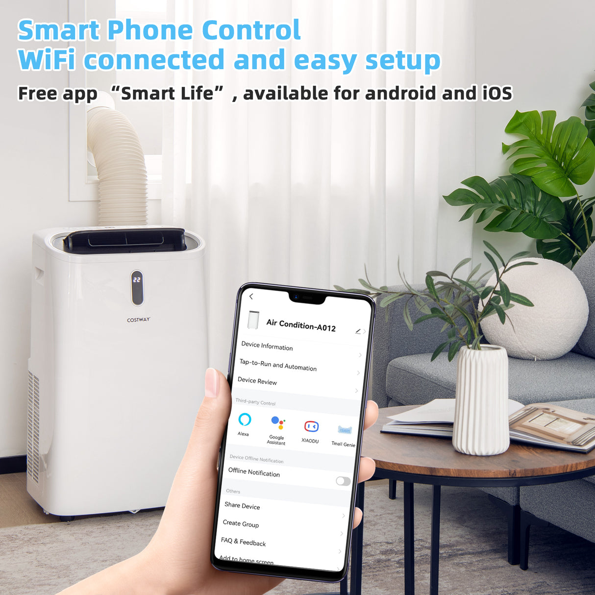 14000 BTU Portable Air Conditioner with APP and WiFi Control-White