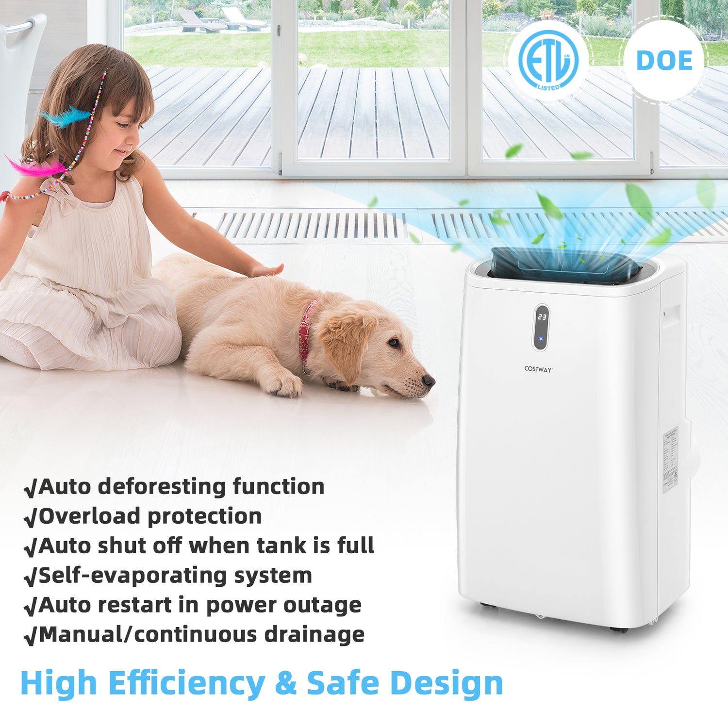 14000 BTU Portable Air Conditioner with APP and WiFi Control-White