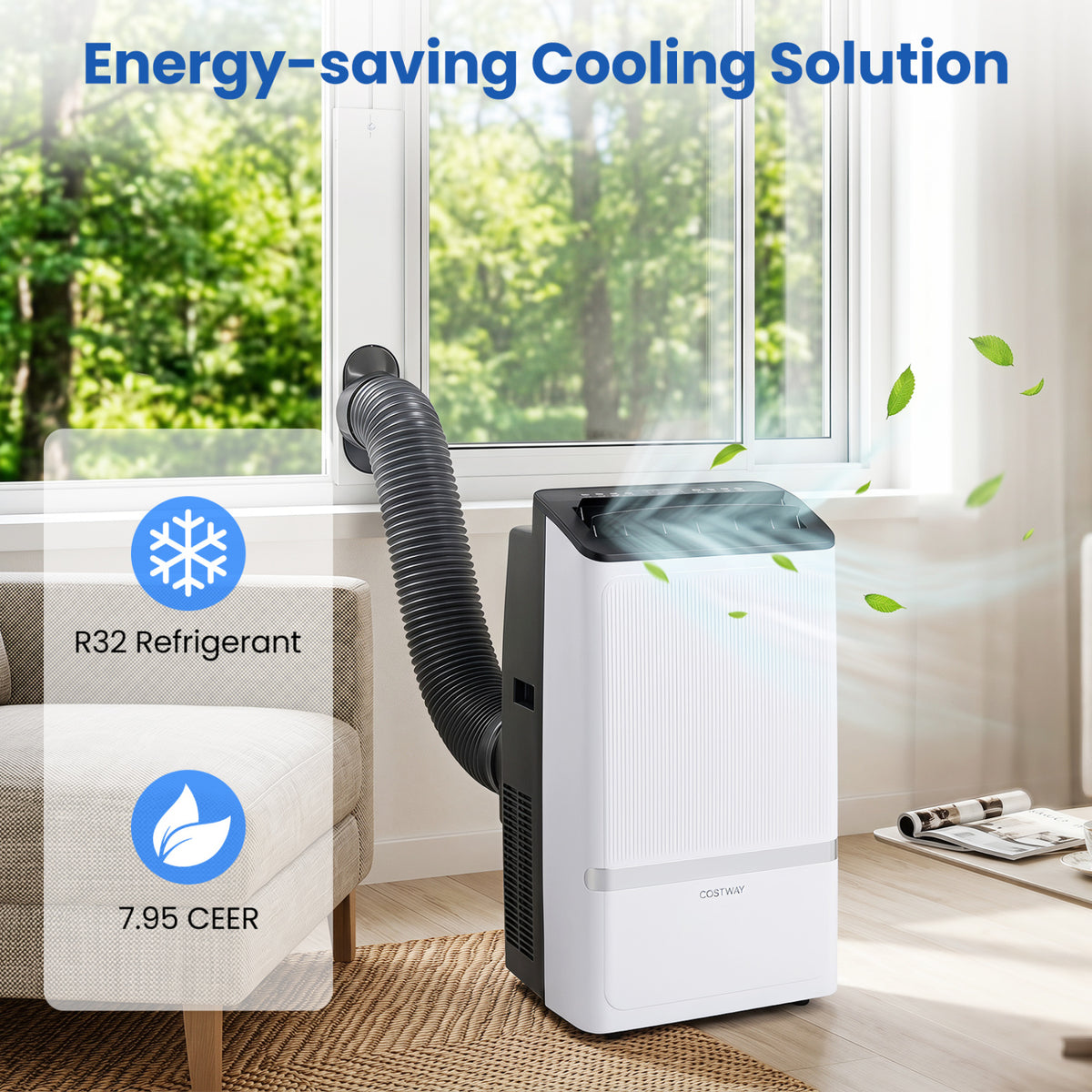14000 BTU WiFi Enabled Portable Air Conditioner with Dehumidifier and 24H Timer-Black