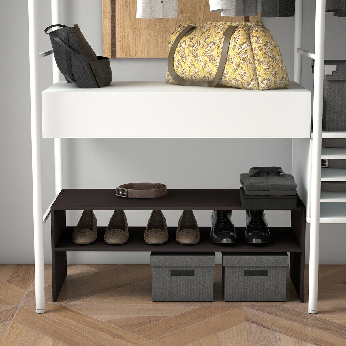 3 Pieces 31-Inch Stackable Multi-Shape Shoe Rack