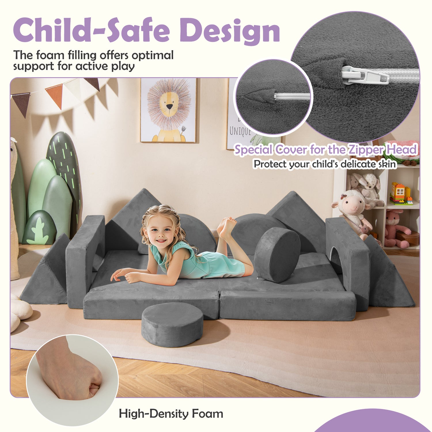 14 PCS Modular Kids Play Couch for Playroom and Bedroom
