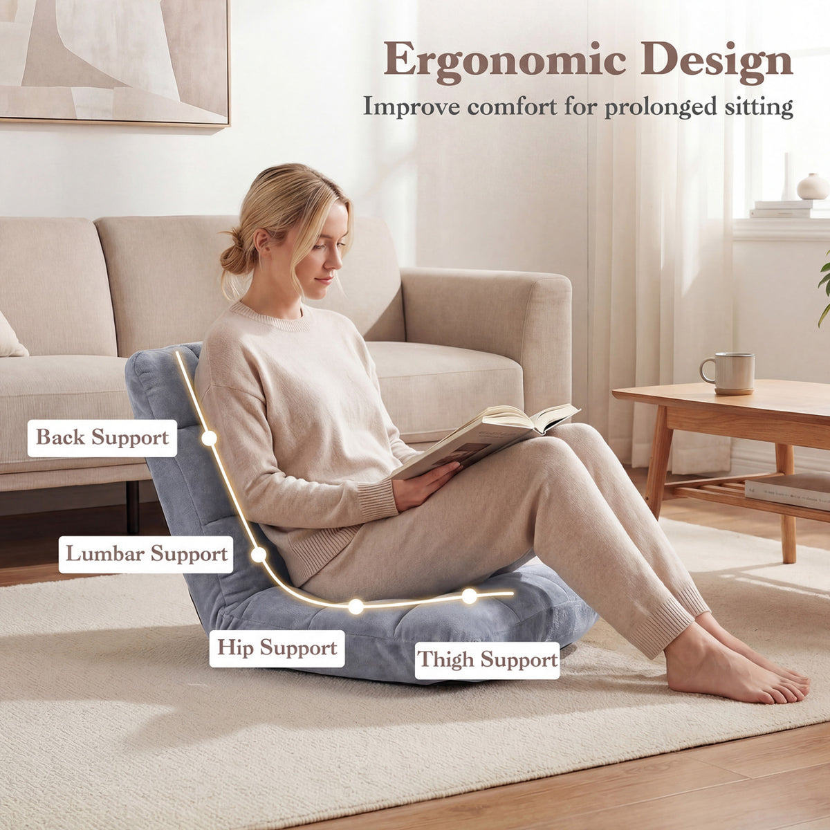 14-Position Adjustable Cushioned Floor Chair