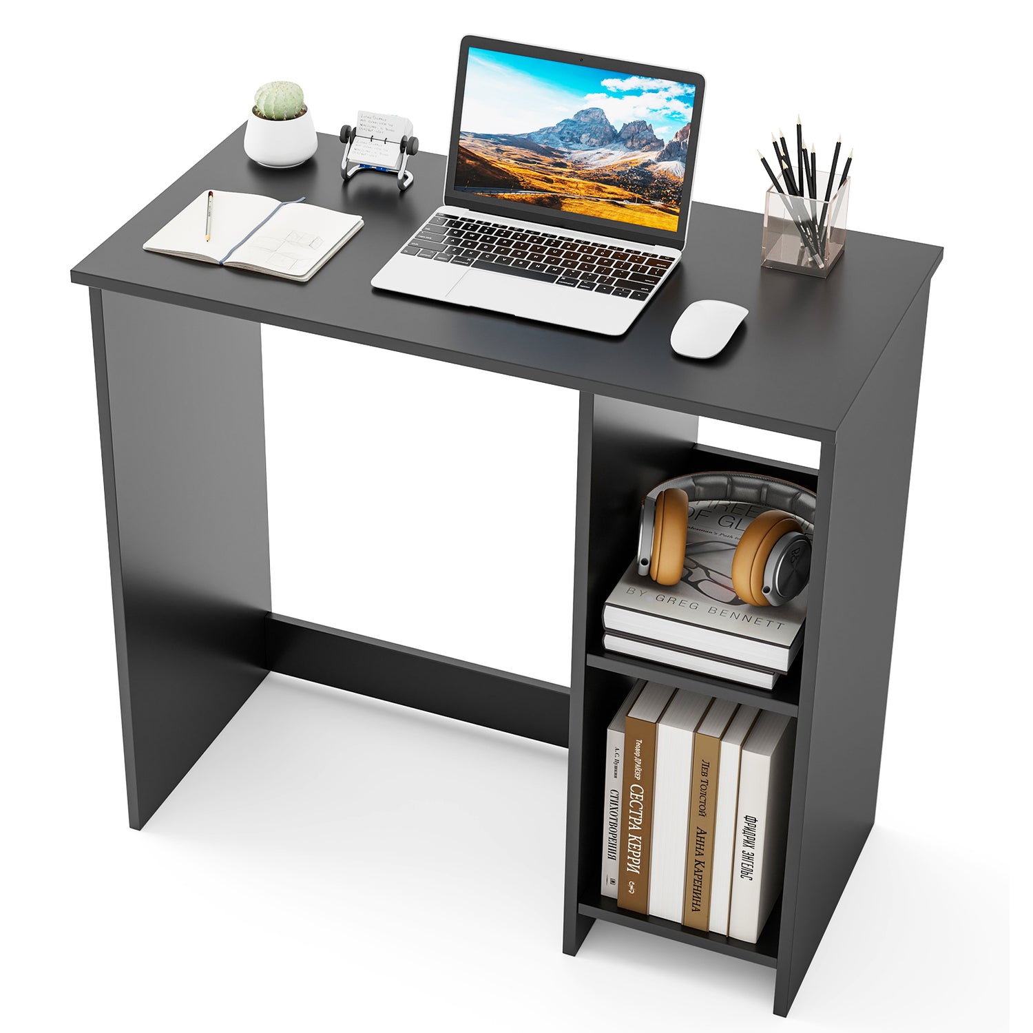 31.5 Inch Modern Home Office Desk with 2 Compartments
