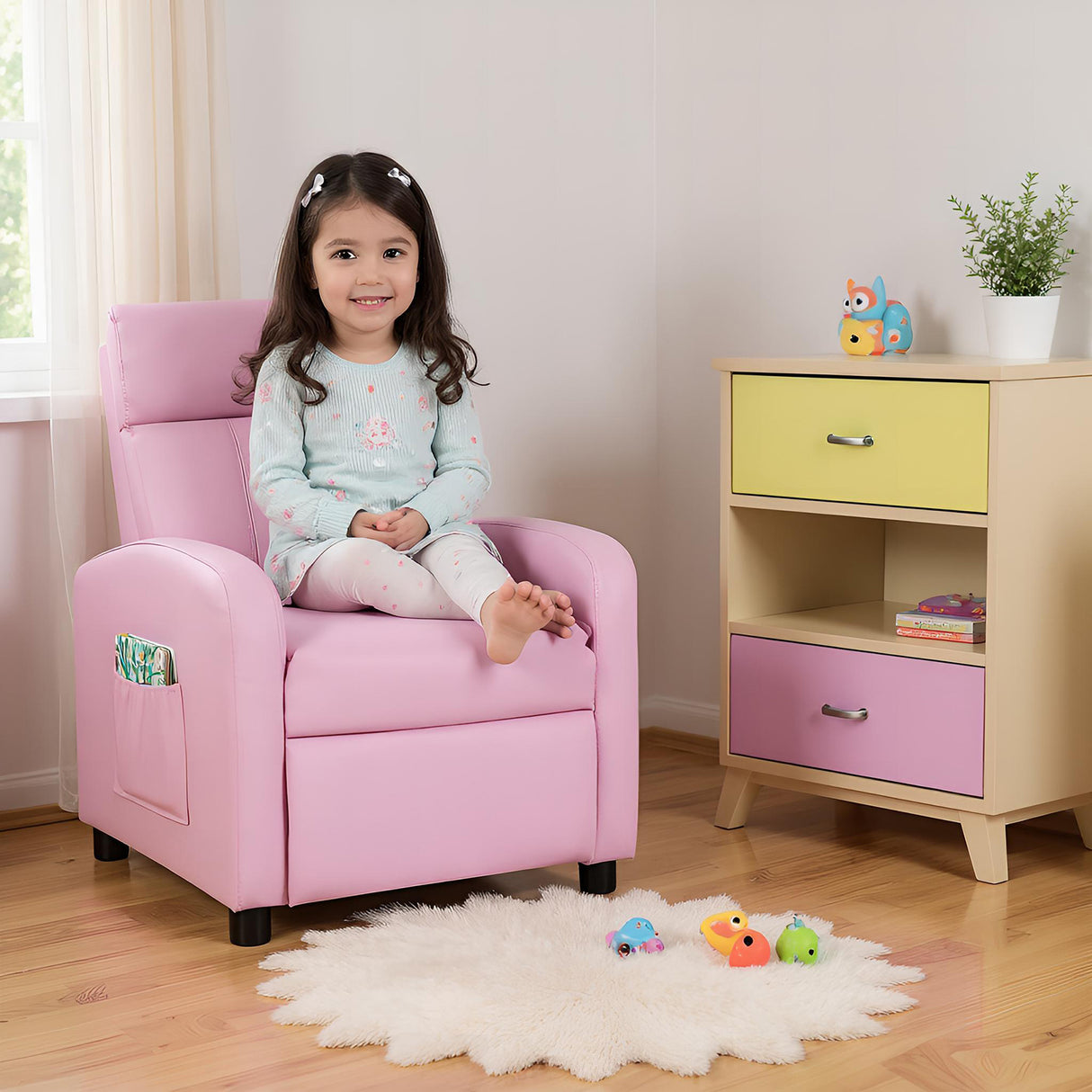 Ergonomic PU Leather Kids Recliner Lounge Sofa for 3-12 Age Group