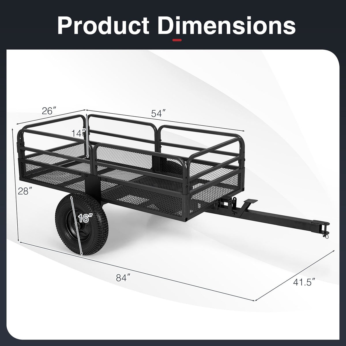 1540 LBS Capacity 17.6 Cu. Ft Heavy Duty Metal Dump Cart Trailer