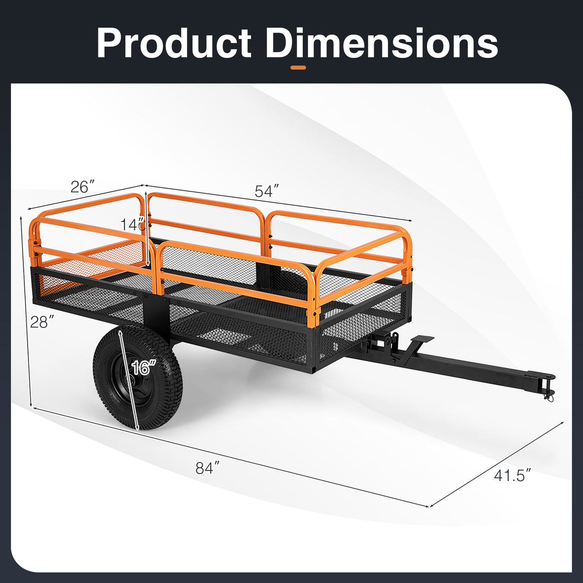 1540 LBS Capacity 17.6 Cu. Ft Heavy Duty Metal Dump Cart Trailer