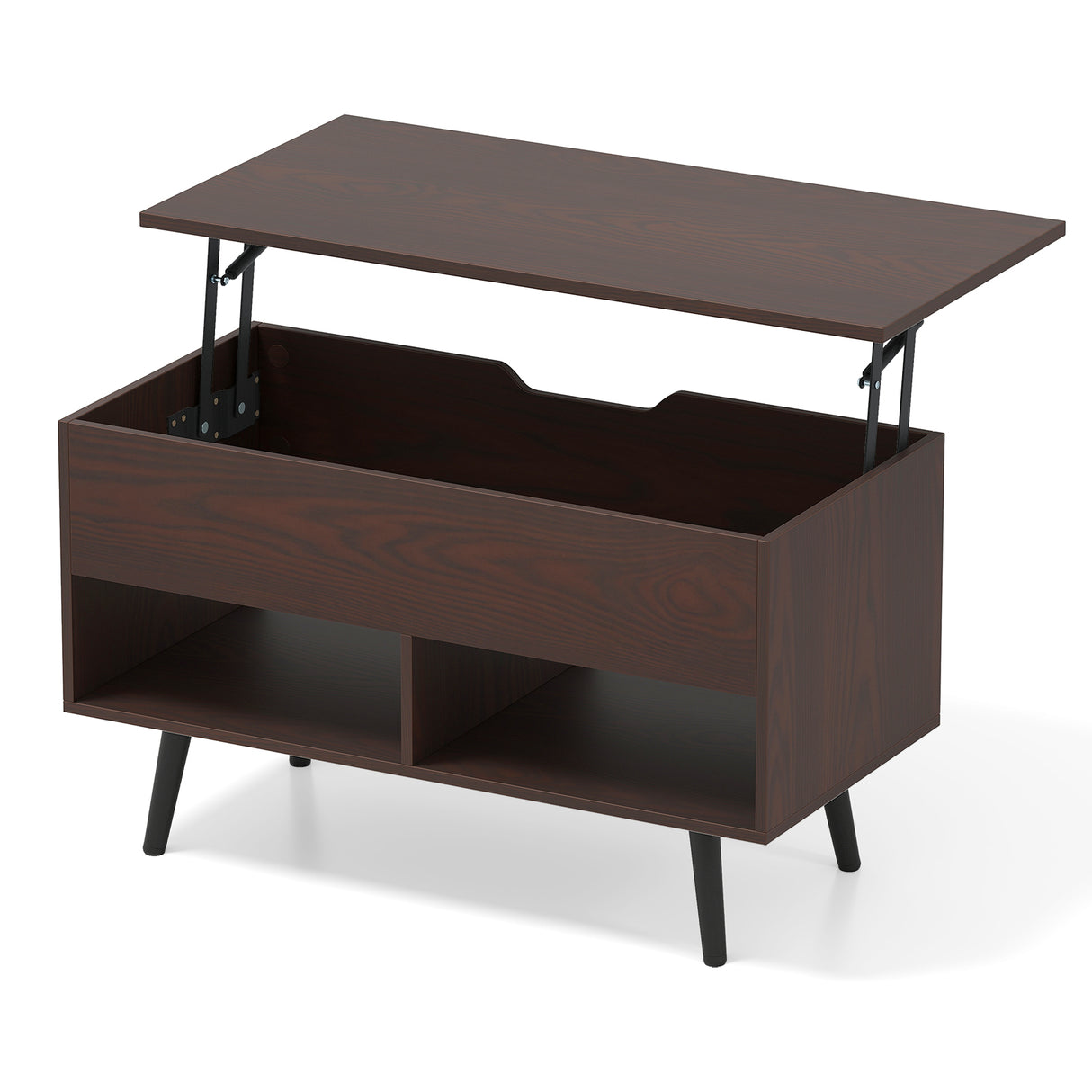 31.5 Inch Lift Top Coffee Table with Hidden Compartment and 2 Storage Shelves