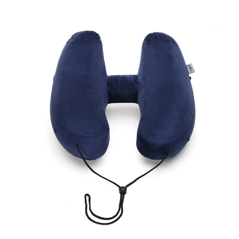 Hooded Inflatable Travel Neck Pillow