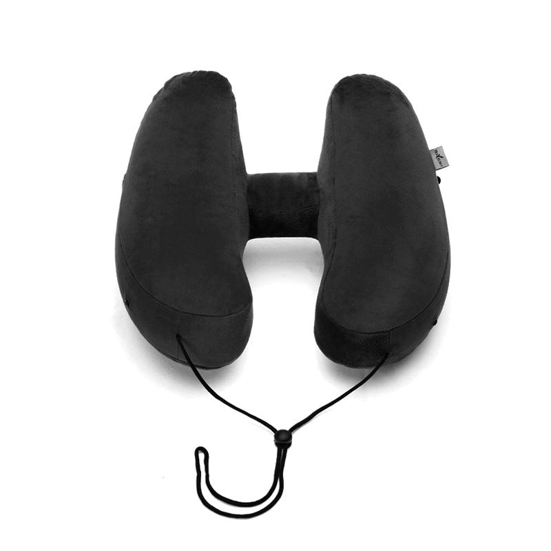 Hooded Inflatable Travel Neck Pillow