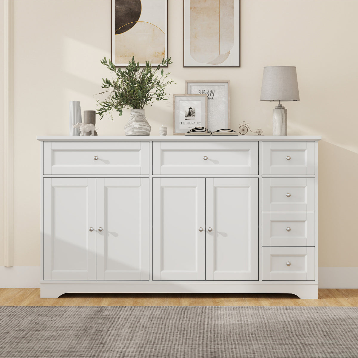 Buffet Sideboard 59" Modern Coffee Bar Station Console Table