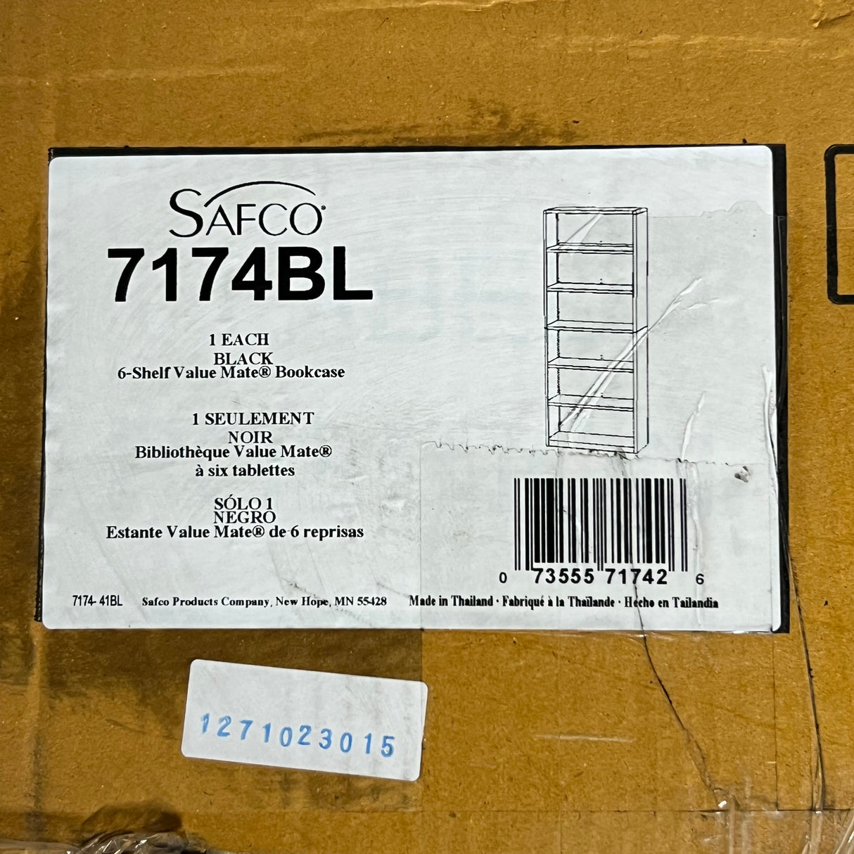 SAFCO Office Furniture 6-Shelf Value Mate Bookcase, Black 7174BL