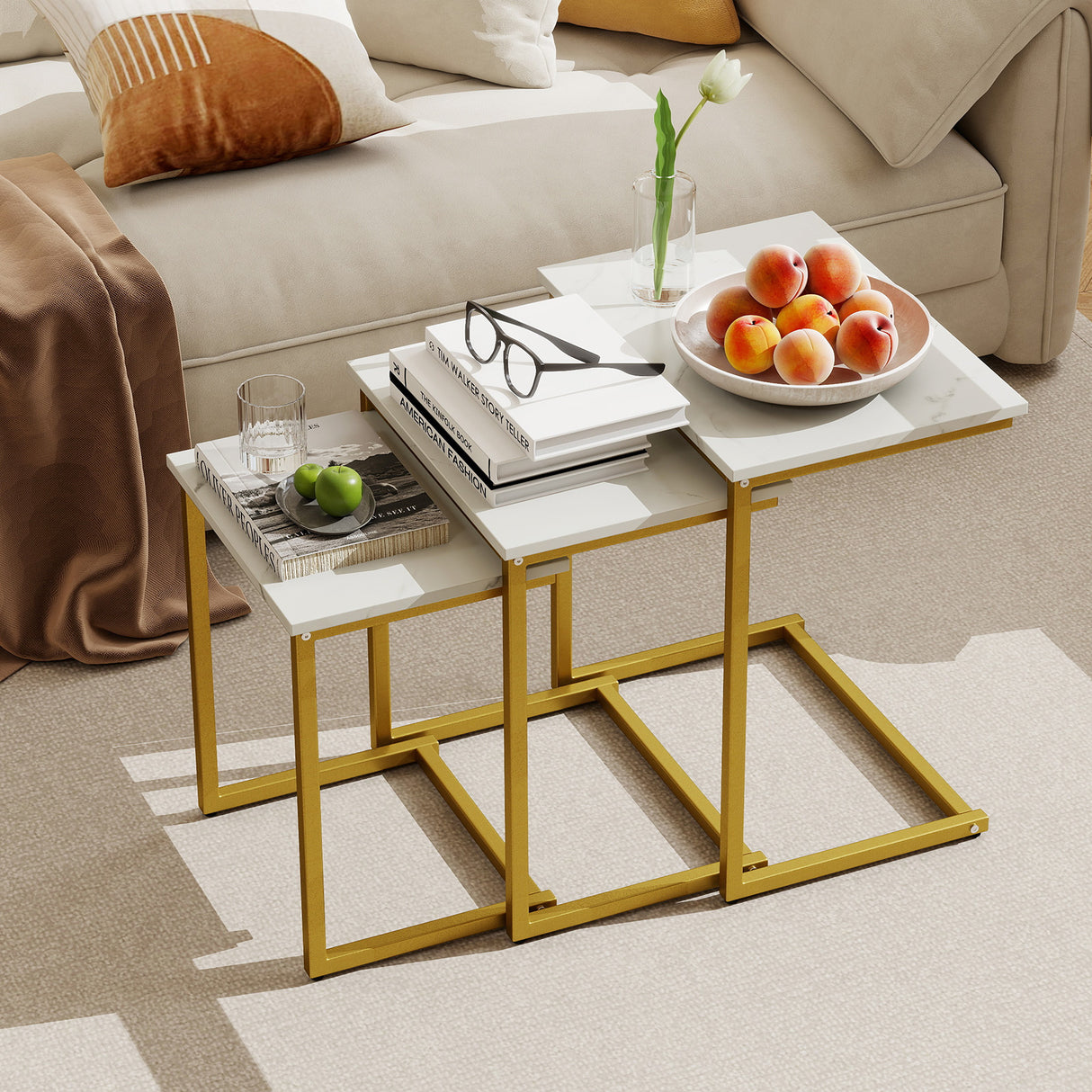 3 Pieces Multifunctional Coffee End Table Set