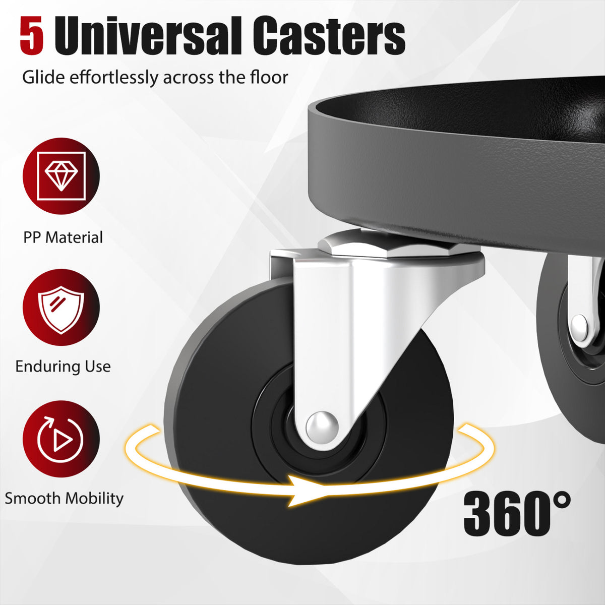 16.5"-22" Adjustable Height Seat Rolling Mechanic Stool with Wheels