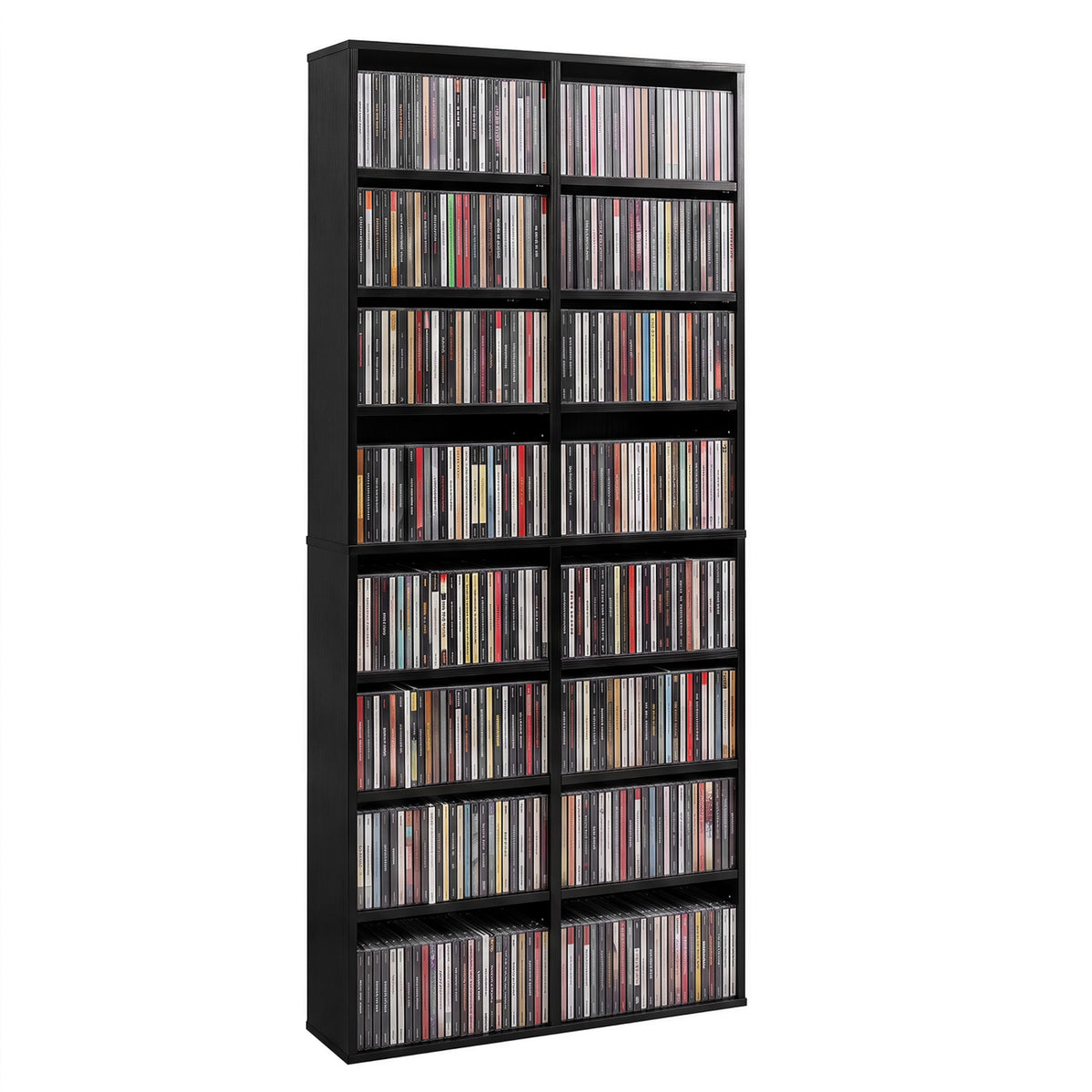 16 Compartment CD Storage Unit 54" Freestanding Open Display Shelf with 12 Removable Shelves