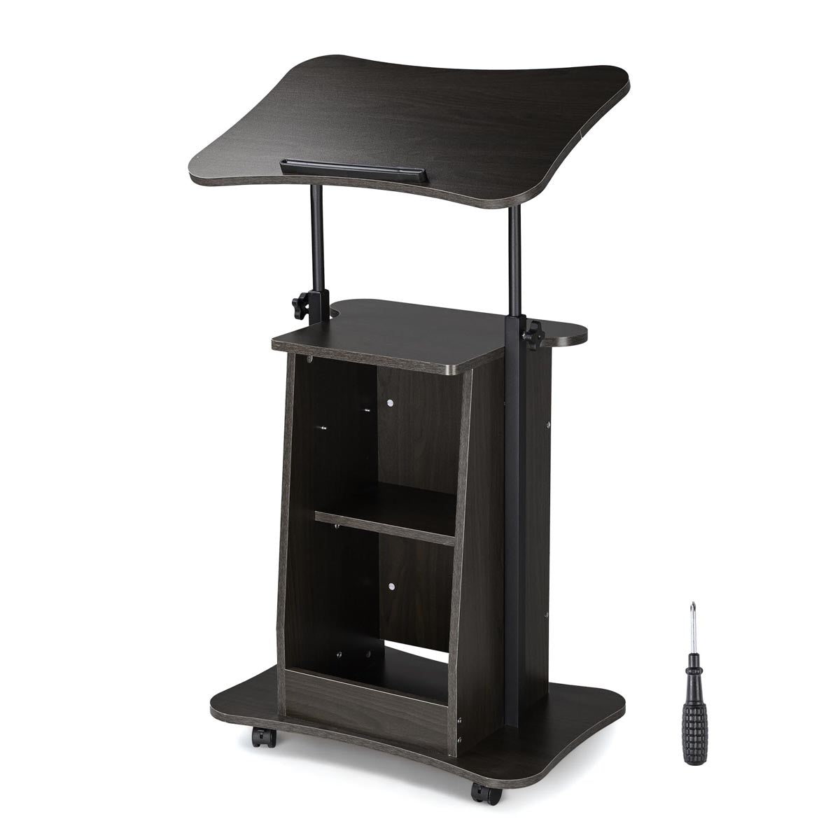 Yescom Height-Adjustable Rolling Laptop Cart with Storage