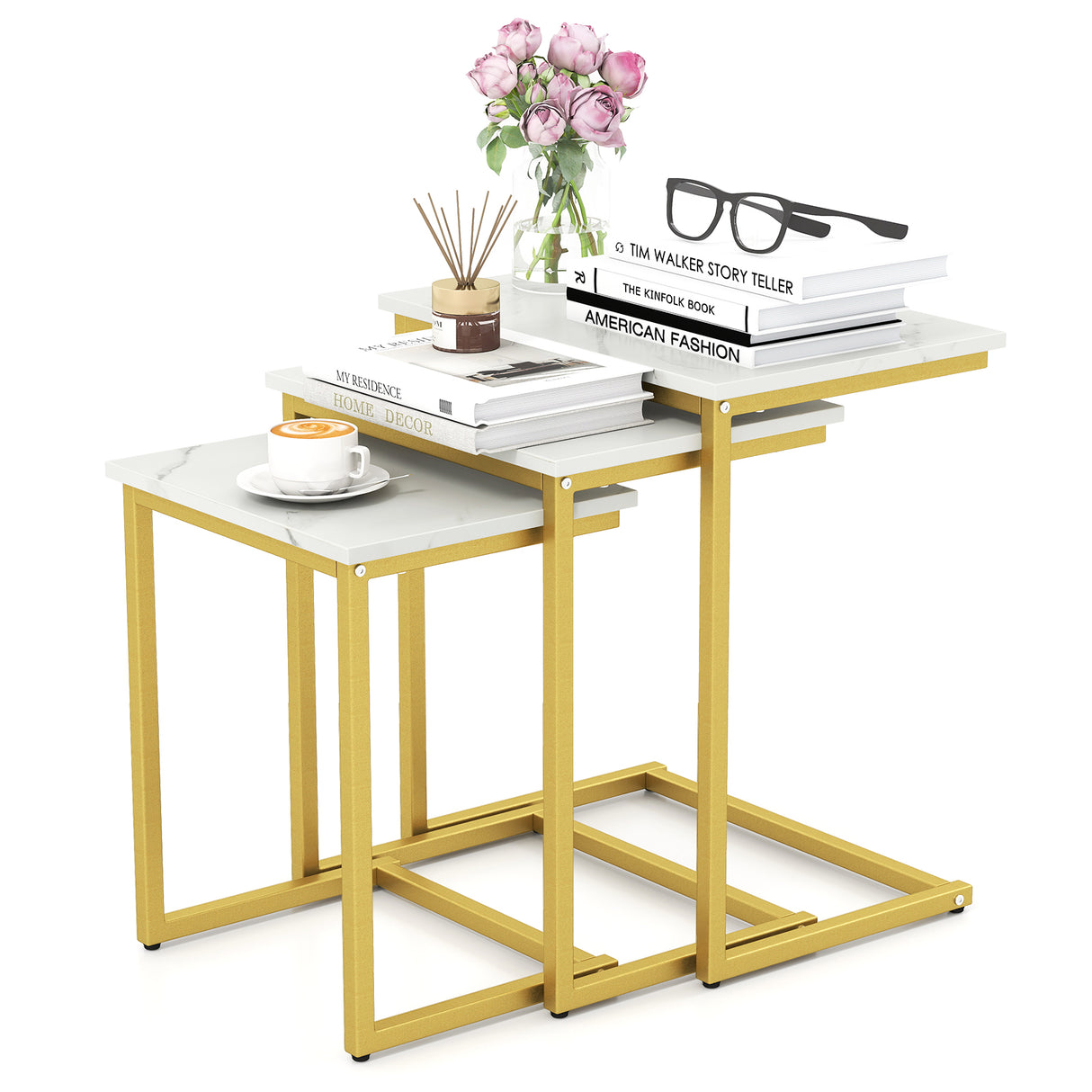 3 Pieces Multifunctional Coffee End Table Set