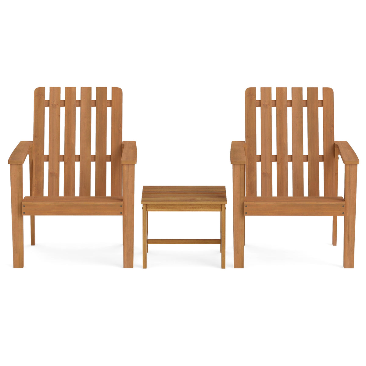 17â Square Patio Acacia Wood Side Table with Slatted Tabletop-Set of 1/2