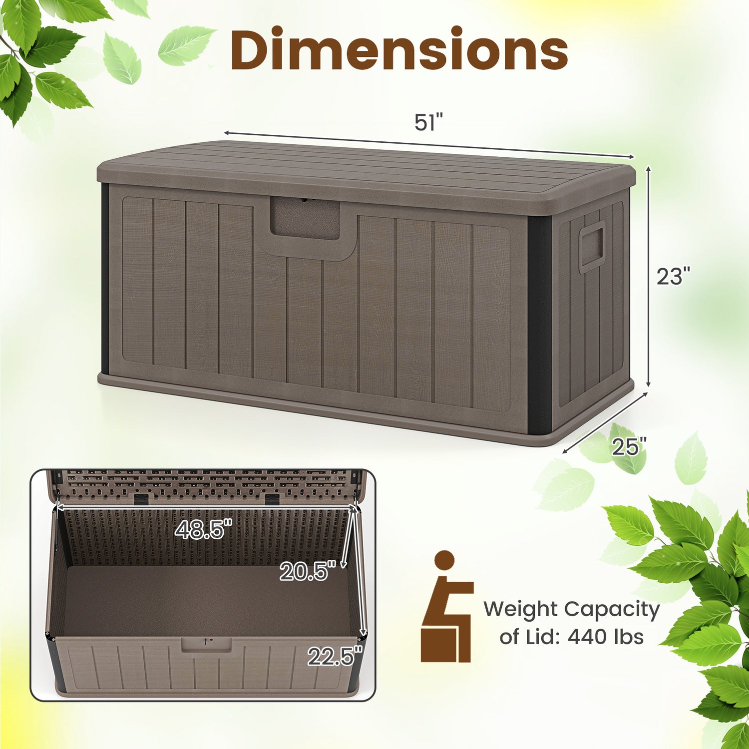 100 Gallon Large Deck Box with Lockable Lid for Patio