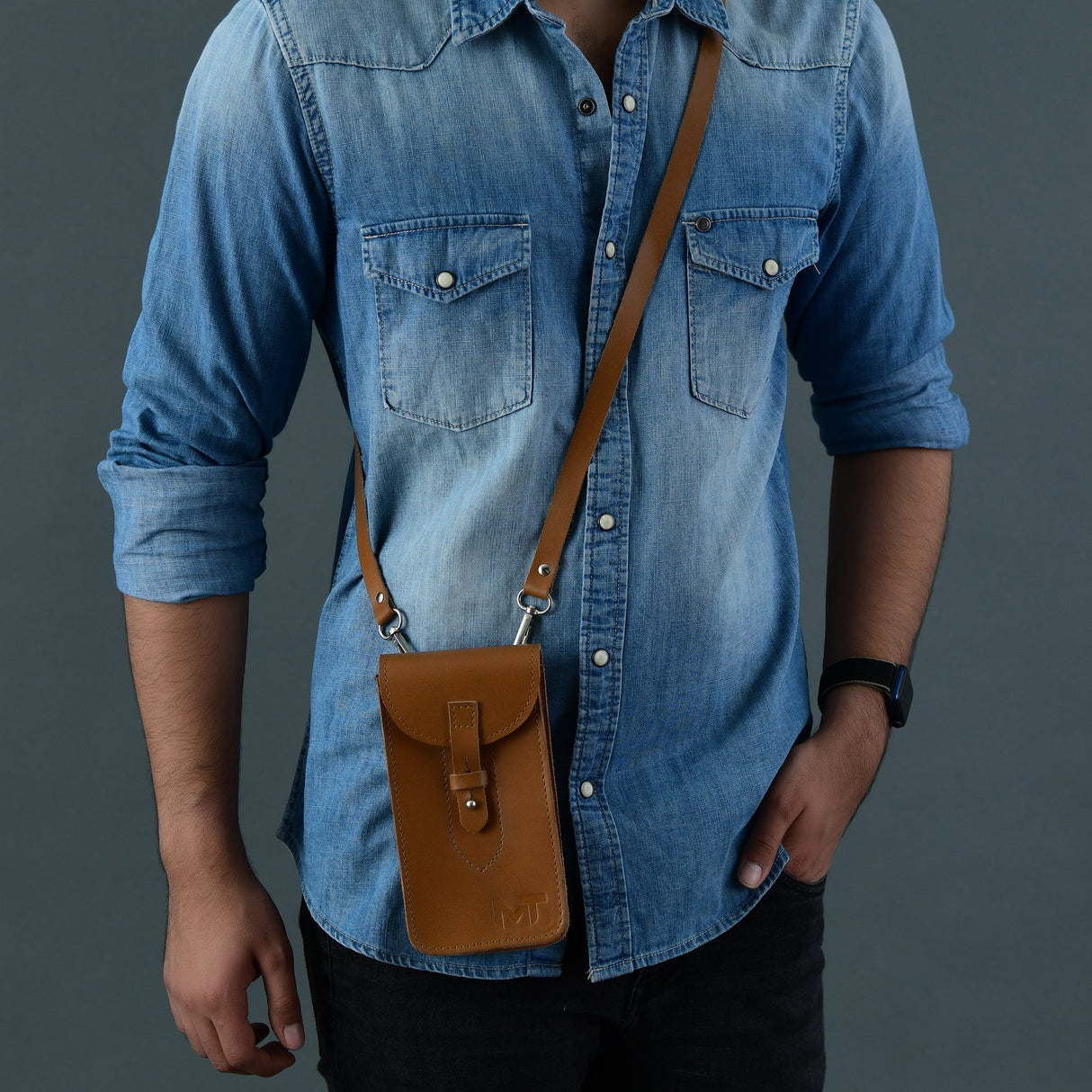 Cocoa Brown Mobile Case With Strap