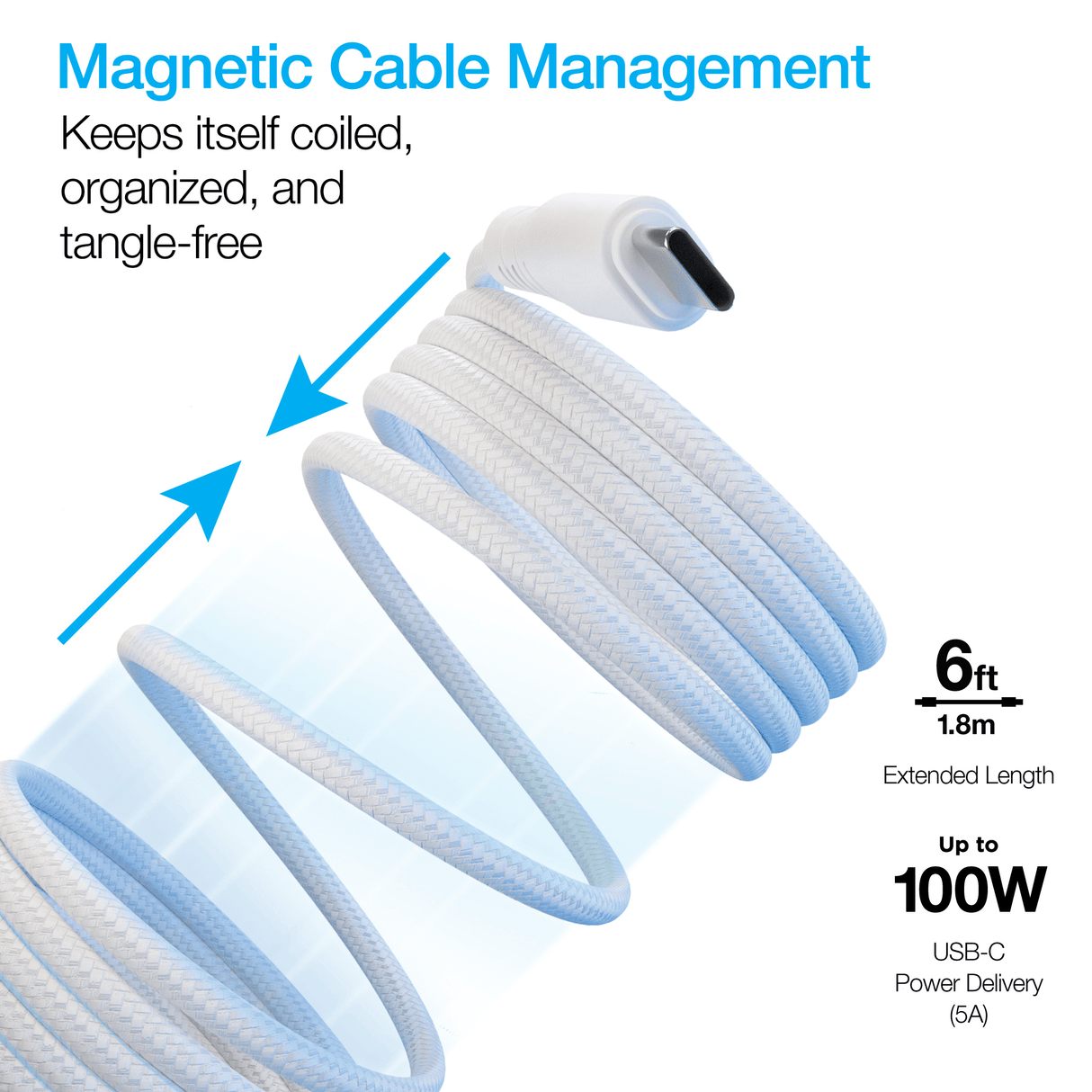 Naztech REcoil USB-C to USB-C Magnetic Cable 6ft