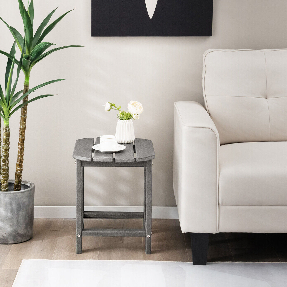 18 Inch Weather Resistant Side Table for Garden Yard Patio