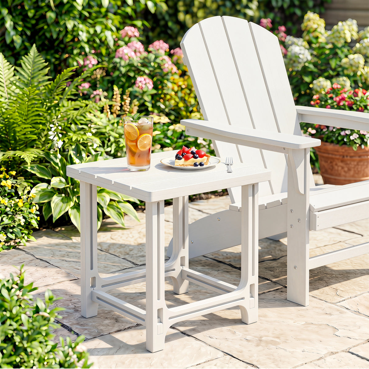 Outdoor Adirondack Side Table with Slatted Surface