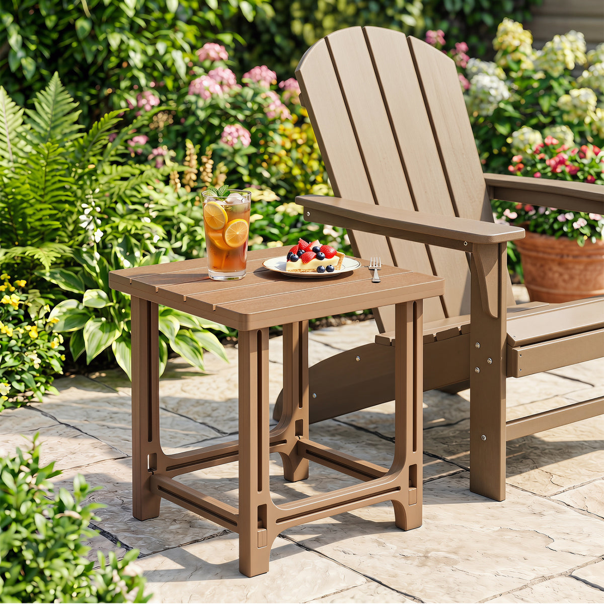 Outdoor Adirondack Side Table with Slatted Surface