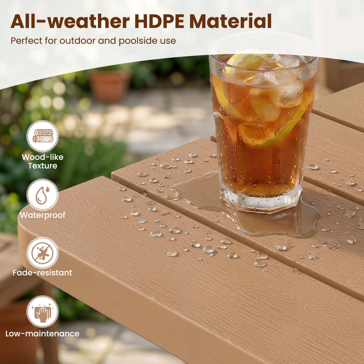 Outdoor Adirondack Side Table with Slatted Surface