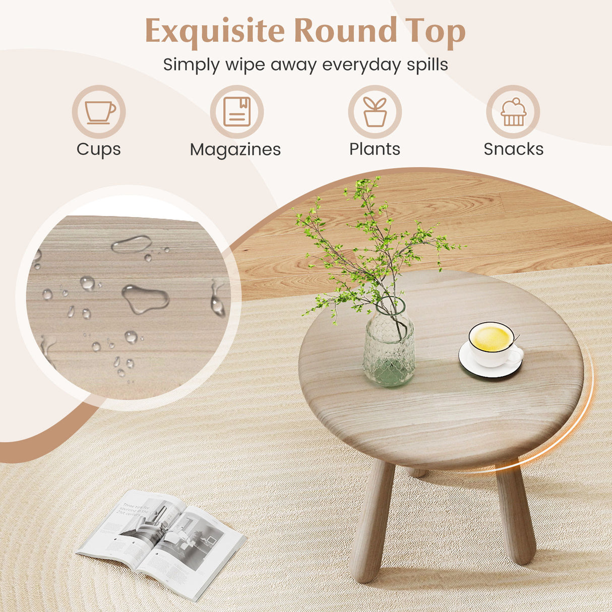 18 Inch Outdoor Mahogany Wood Side Table with Thickened Board