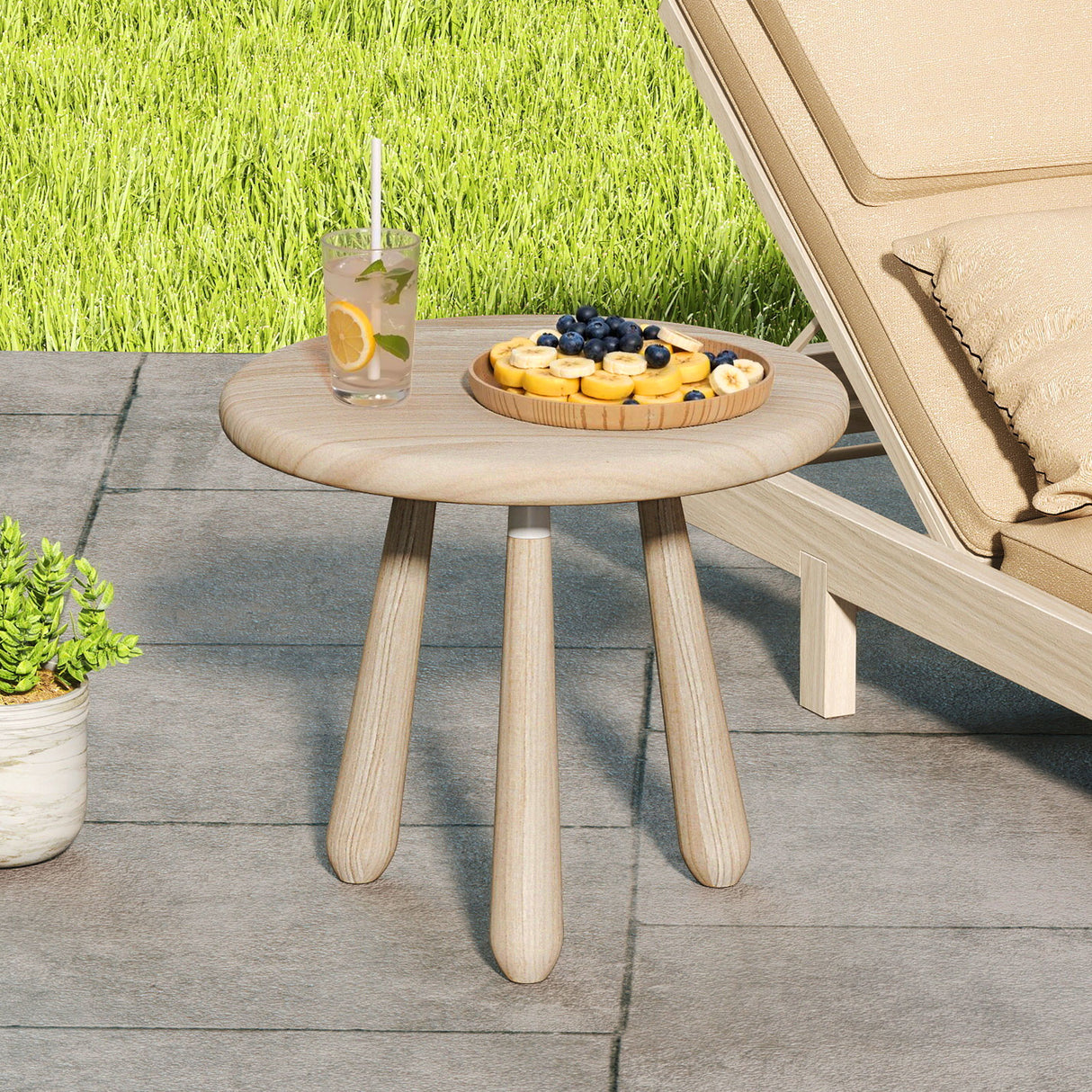 18 Inch Outdoor Mahogany Wood Side Table with Thickened Board