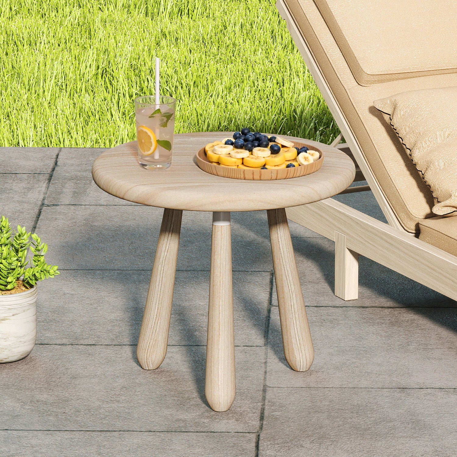 18 Inch Outdoor Mahogany Wood Side Table with Thickened Board