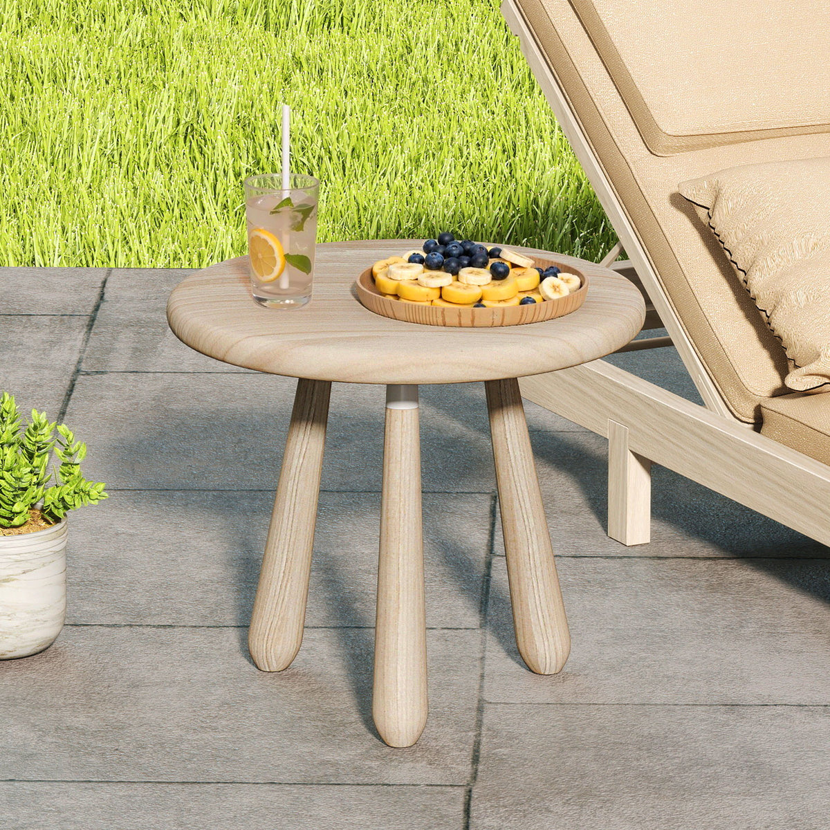 18 Inch Outdoor Mahogany Wood Side Table with Thickened Board