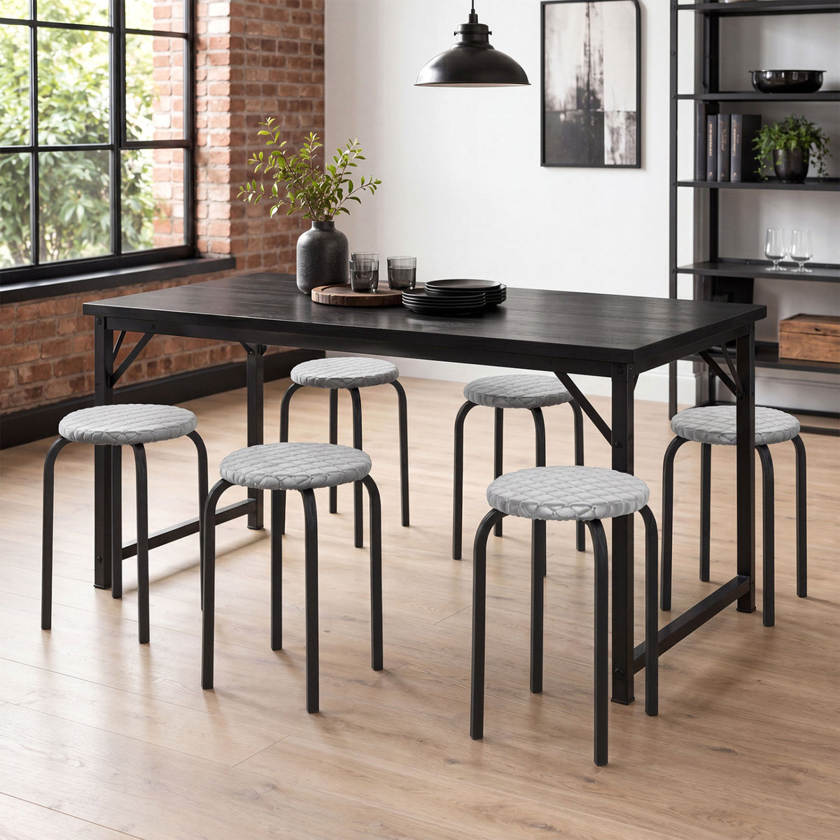 18 Inch Round Stackable Stools with Removable Washable Covers-Set of 6