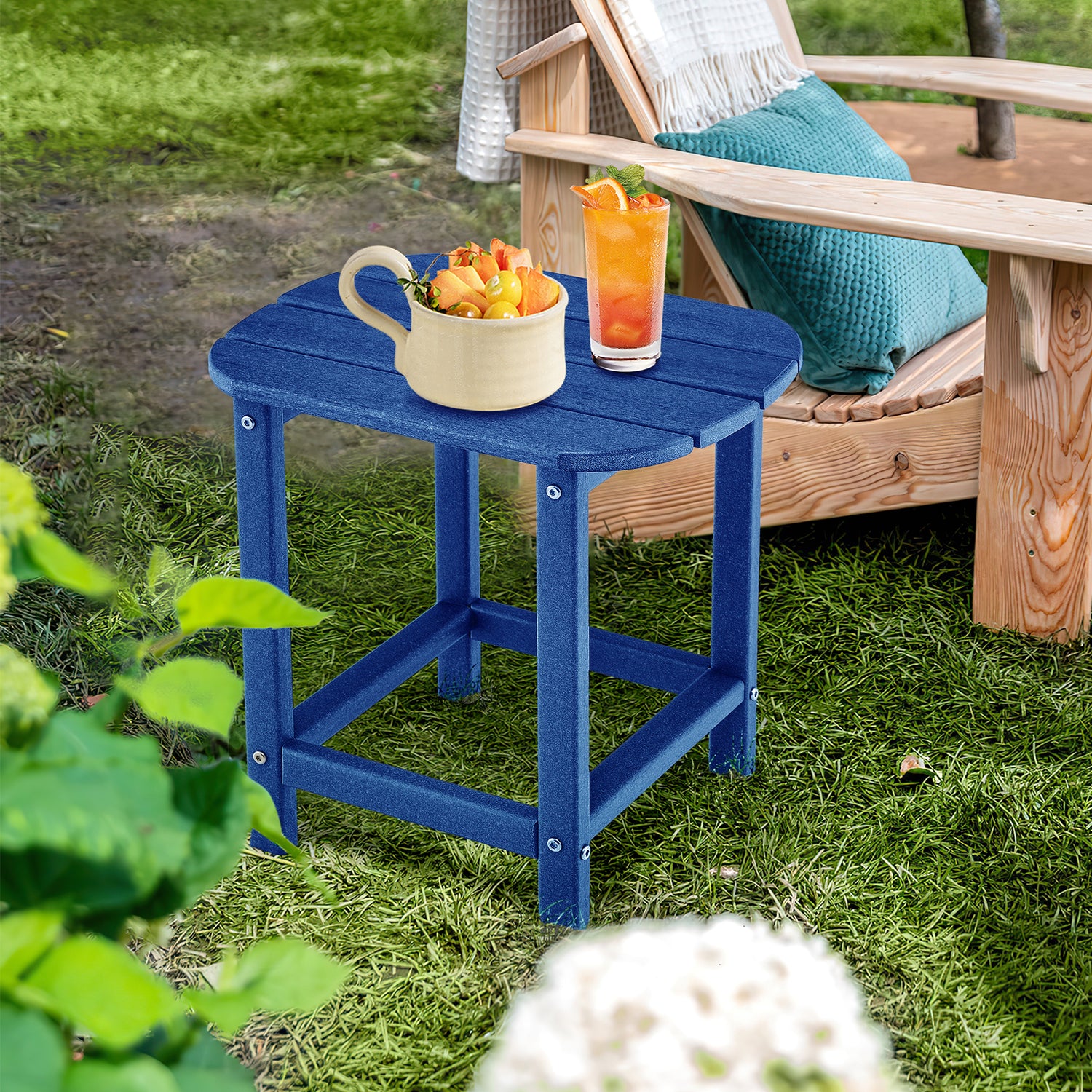 18 Inch Weather Resistant Side Table for Garden Yard Patio