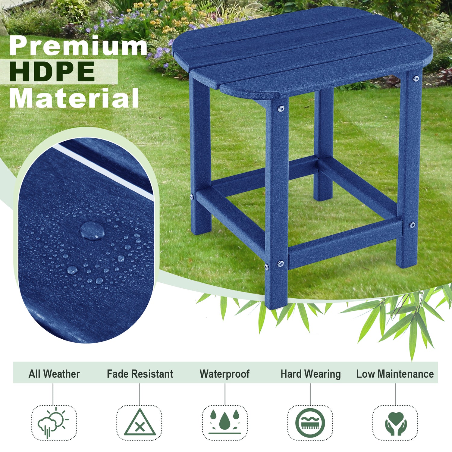 18 Inch Weather Resistant Side Table for Garden Yard Patio