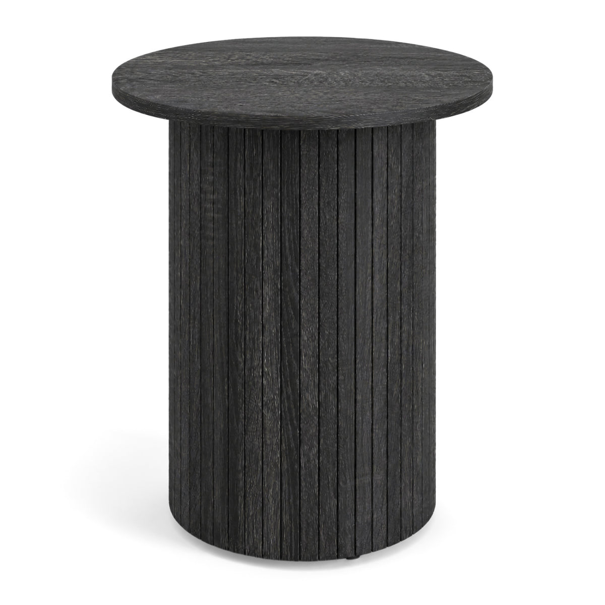 18" Round Fluted Side Table with Pedestal Drum Design and Non-Slip Foot Pads for Small Spaces