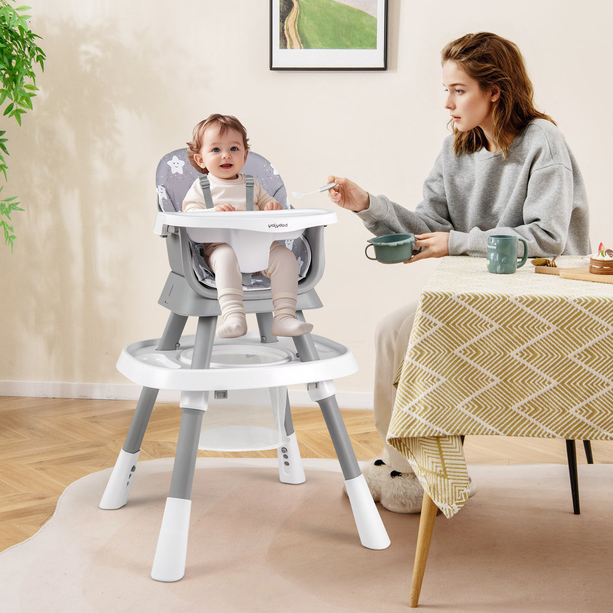 16-in-1 Baby High Chair with Activity Center and Booster Seat for Babies and Toddlers