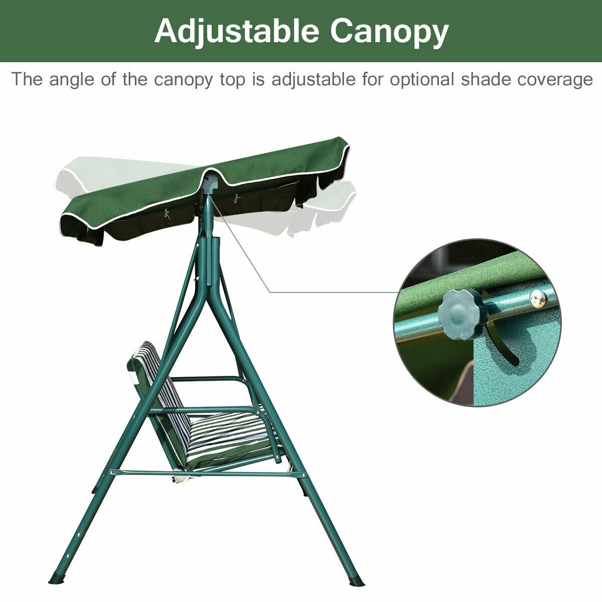 Loveseat Cushioned Patio Steel Frame Swing Glider
