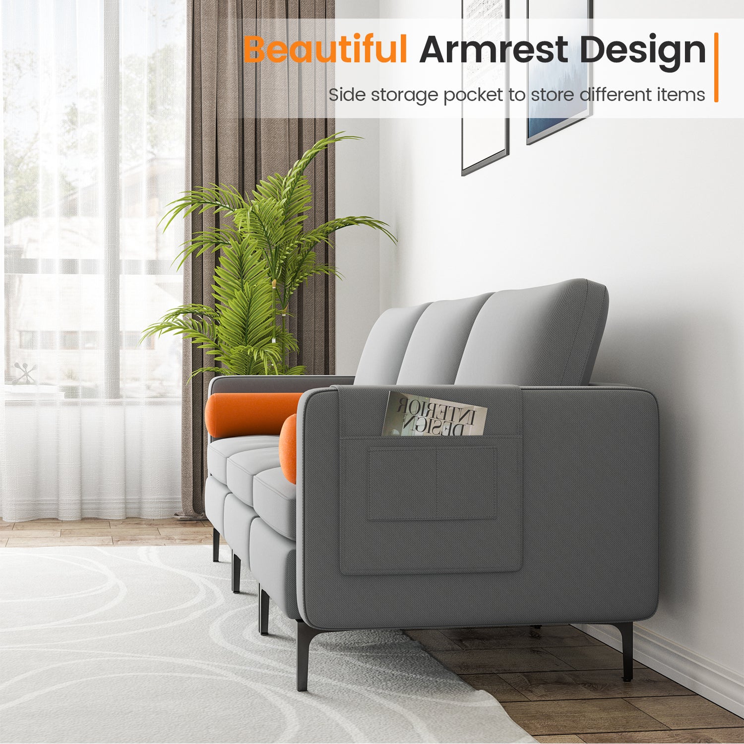 Modular 1/2/3/4-Seat L-Shaped Sectional Sofa Couch with Socket USB Port-3