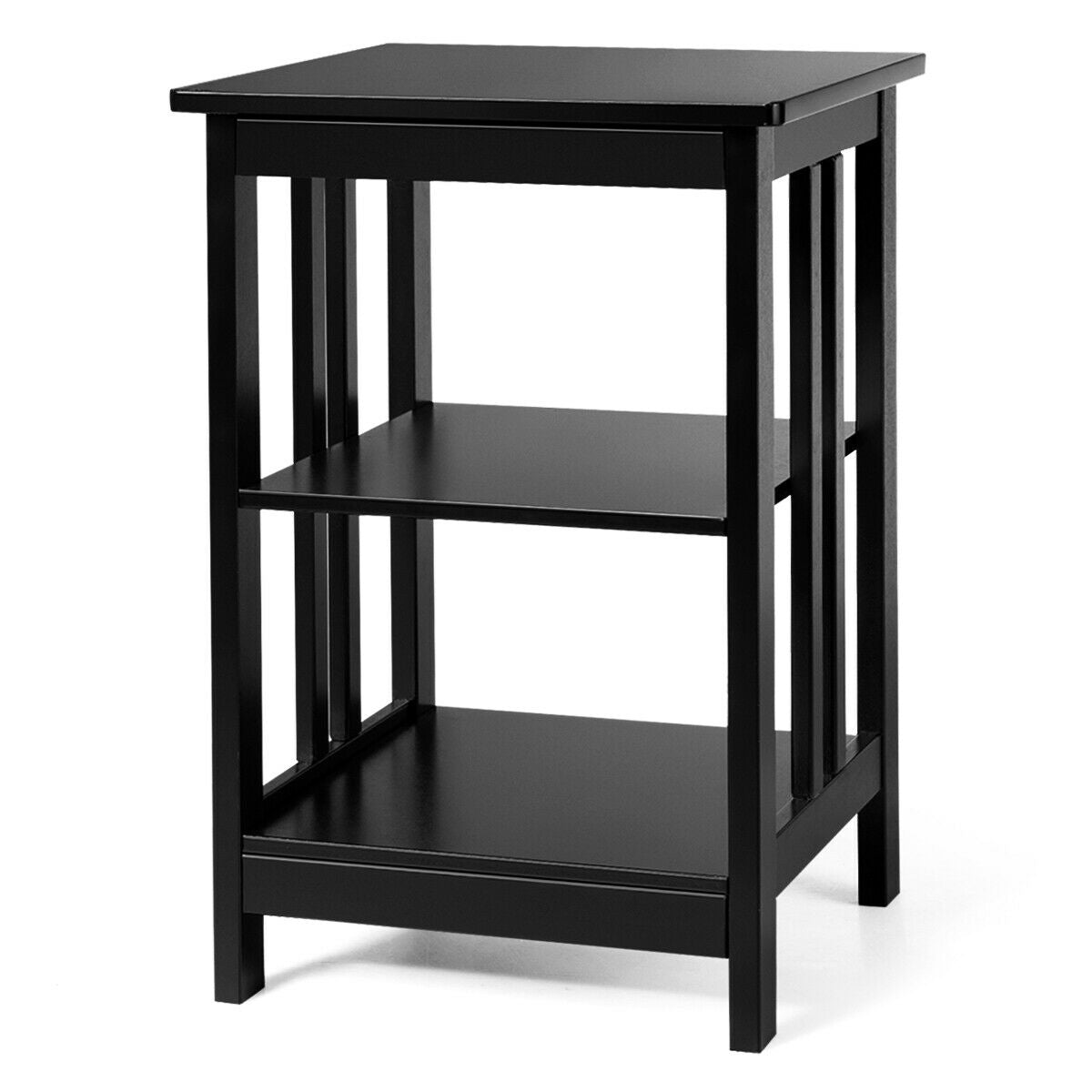 3-Tier Nightstand Side Table with Baffles and Corners