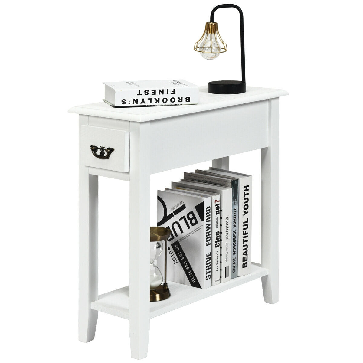 End Table Bedside Sofa End Table Narrow Nightstand with Wooden Legs
