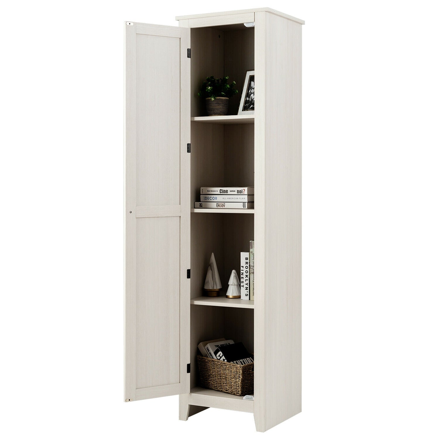 Linen Tower Bathroom Storage Cabinet Tall Slim Side Organizer with Shelf