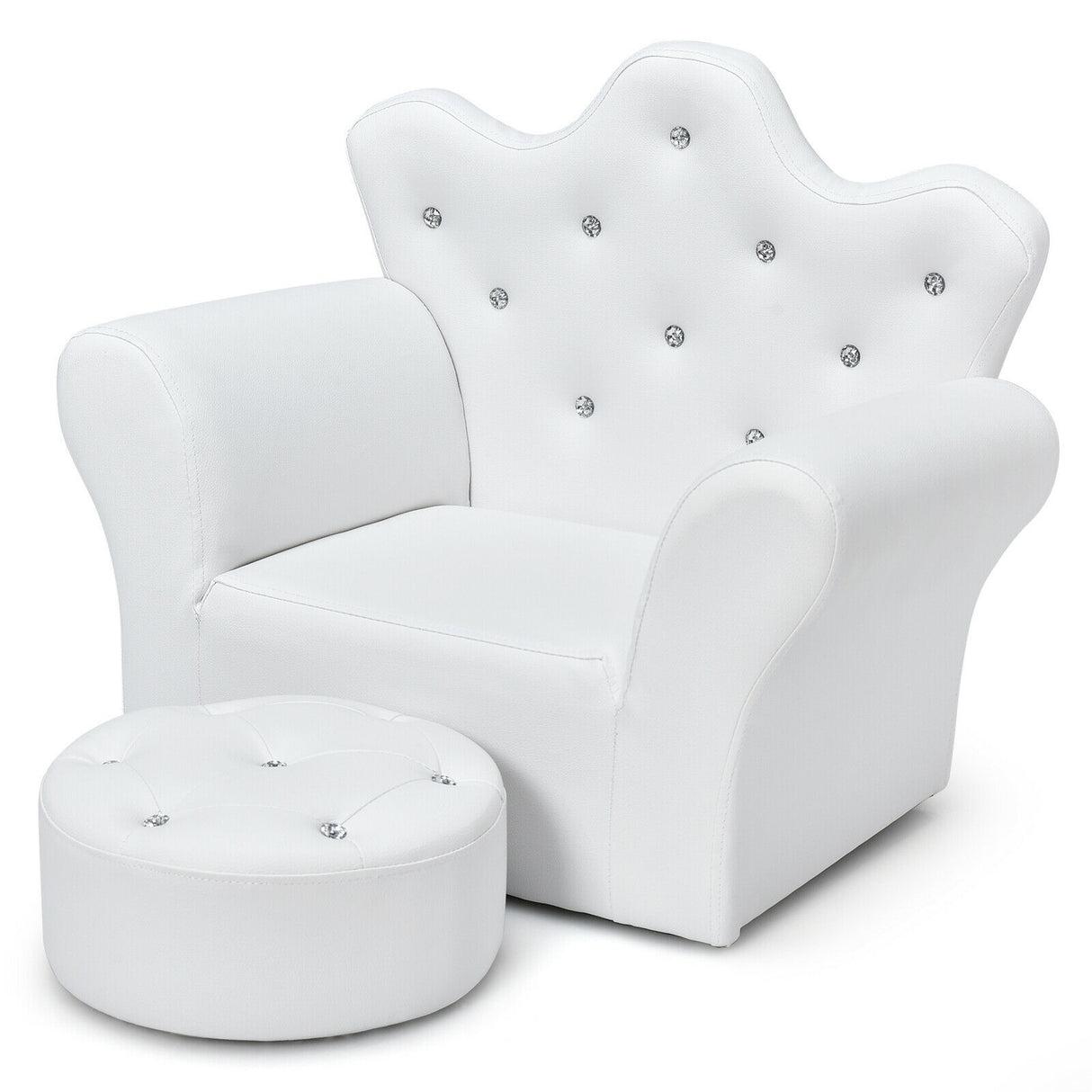 Pink Kids Sofa Armrest Couch with Ottoman