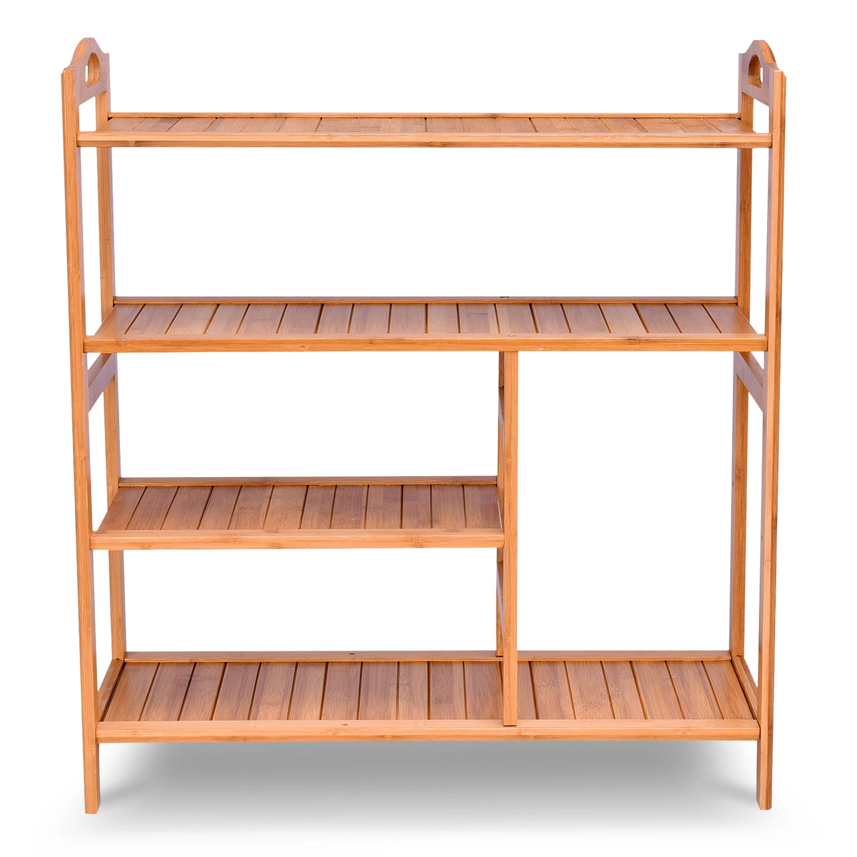4 Tiers Multifunction Bamboo Storage Shoe Rack for Entryway Hallway