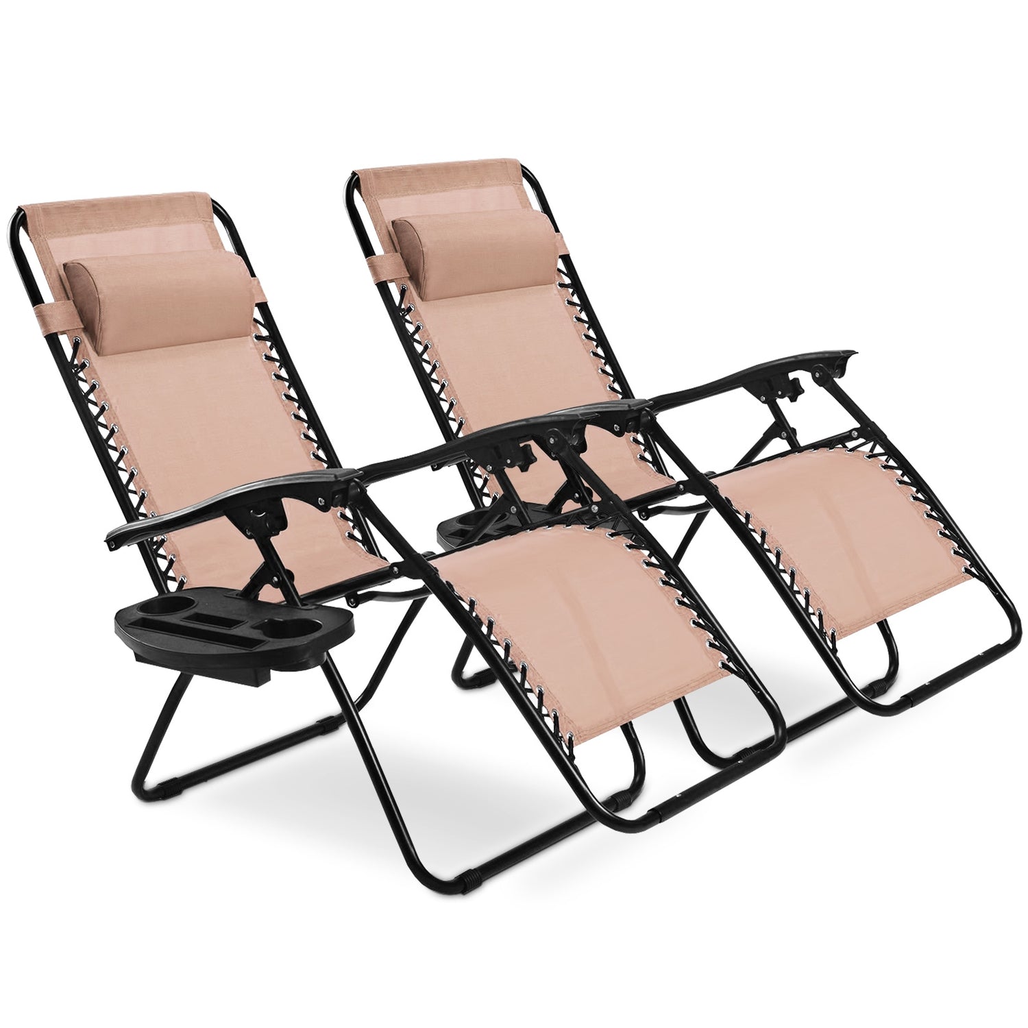 2 Pieces Folding Recliner Zero Gravity Lounge Chair