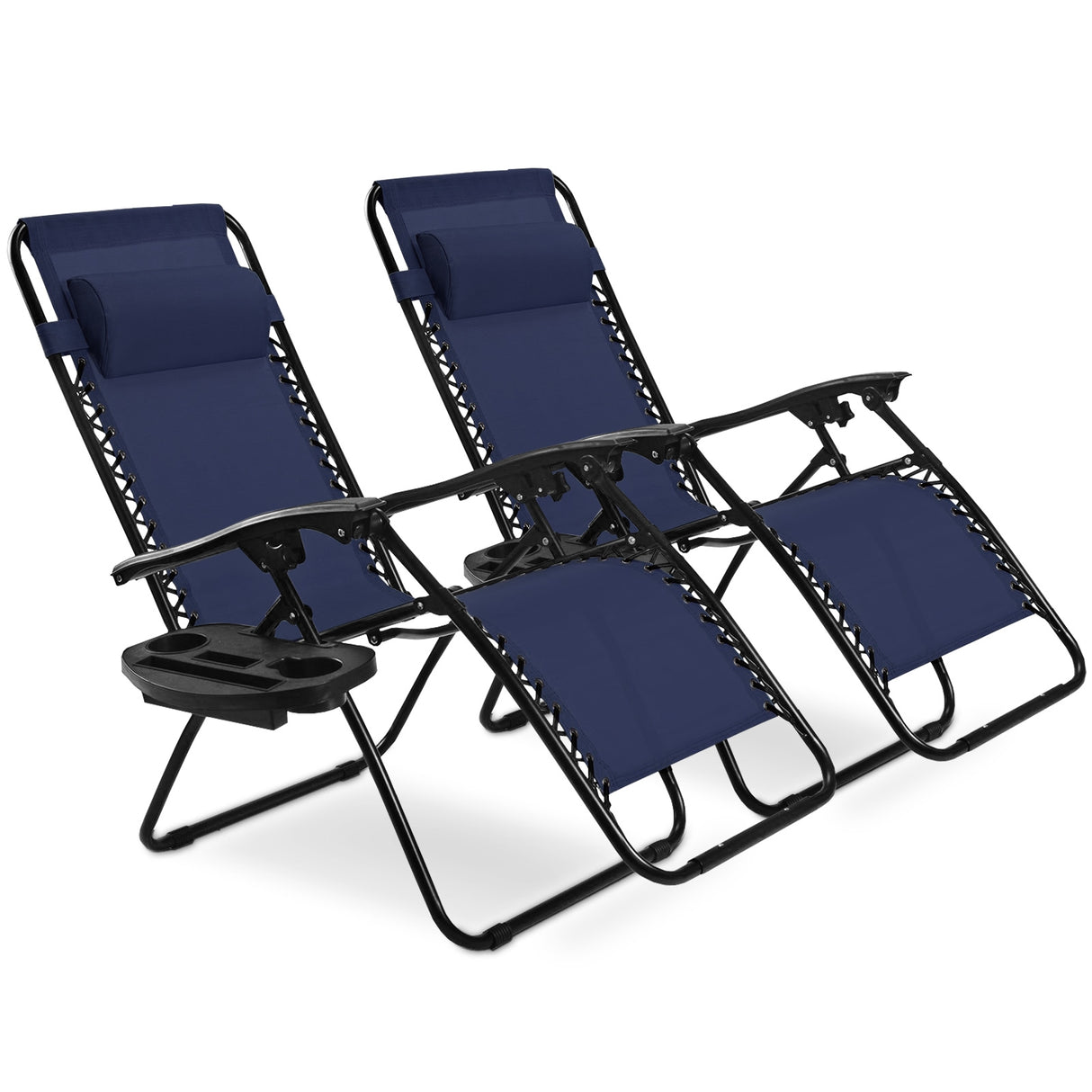 2 Pieces Folding Recliner Zero Gravity Lounge Chair