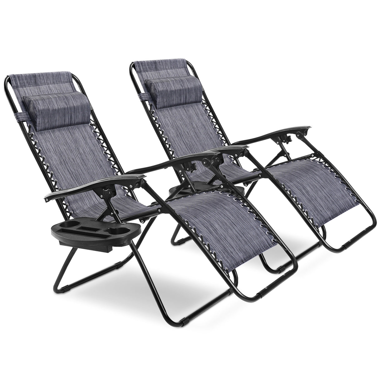 2 Pieces Folding Recliner Zero Gravity Lounge Chair