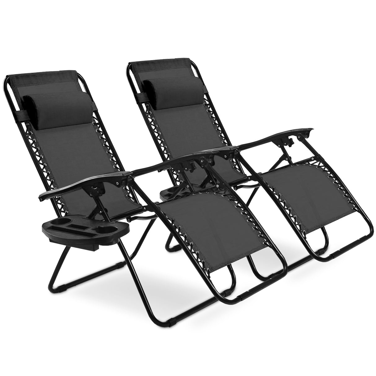 2 Pieces Folding Recliner Zero Gravity Lounge Chair