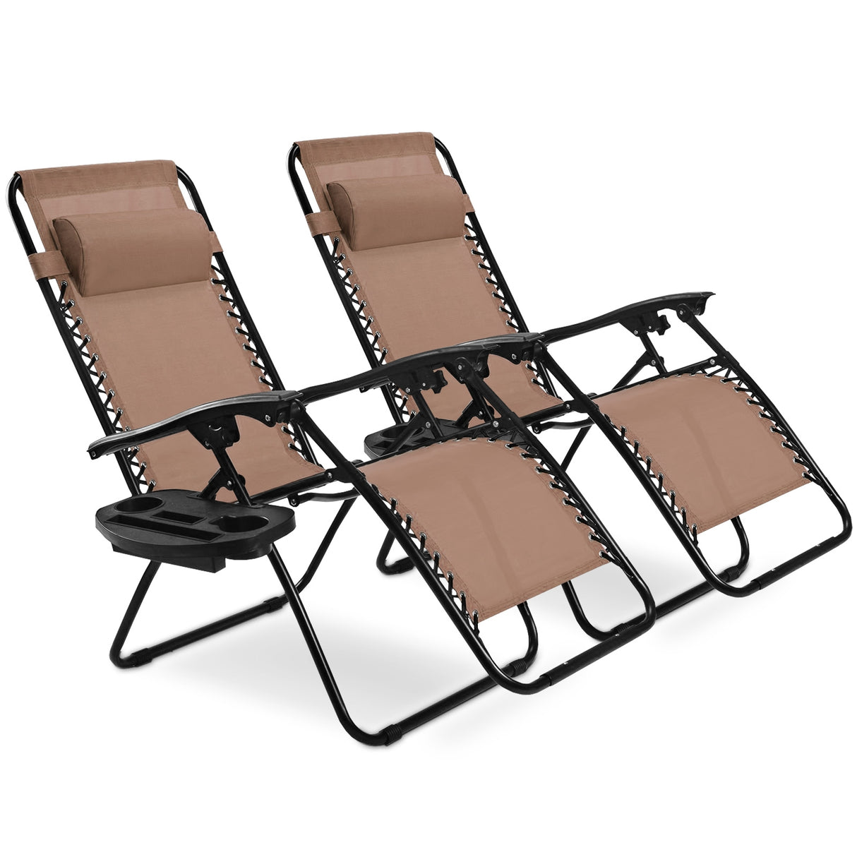 2 Pieces Folding Recliner Zero Gravity Lounge Chair