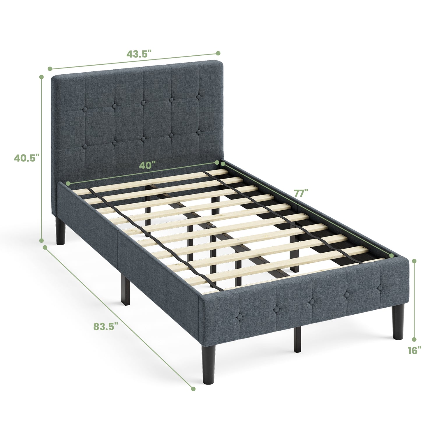 Platform Bed with Button Tufted Headboard